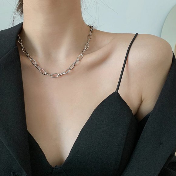 NEW Silver Simple Double Layer Circle Necklace - Picture 3 of 6